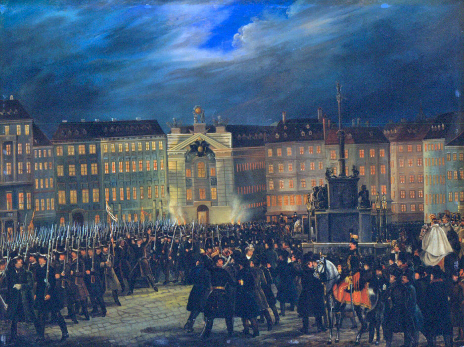 Defilee der Nationalgarde auf dem Platz Am Hof in Wien. Heeresgeschichtliches Museum Wien, Wien.