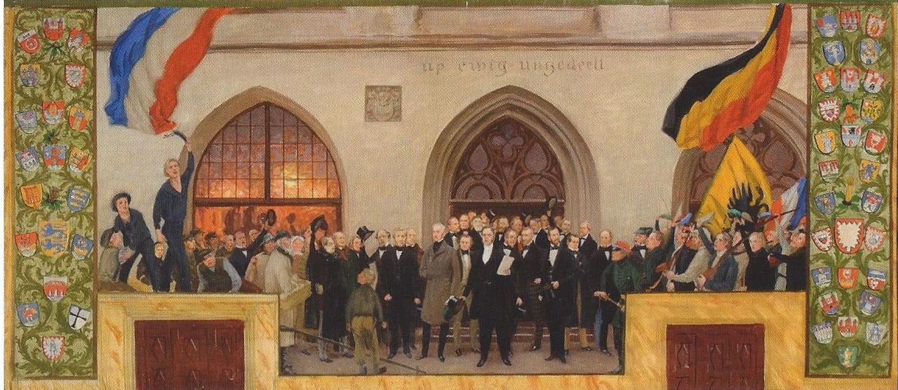 Proklamation der Provisorischen Regierung Schleswig-Holstein am 24. März 1848. Gemälde von Johannes Wilhelm Olde.