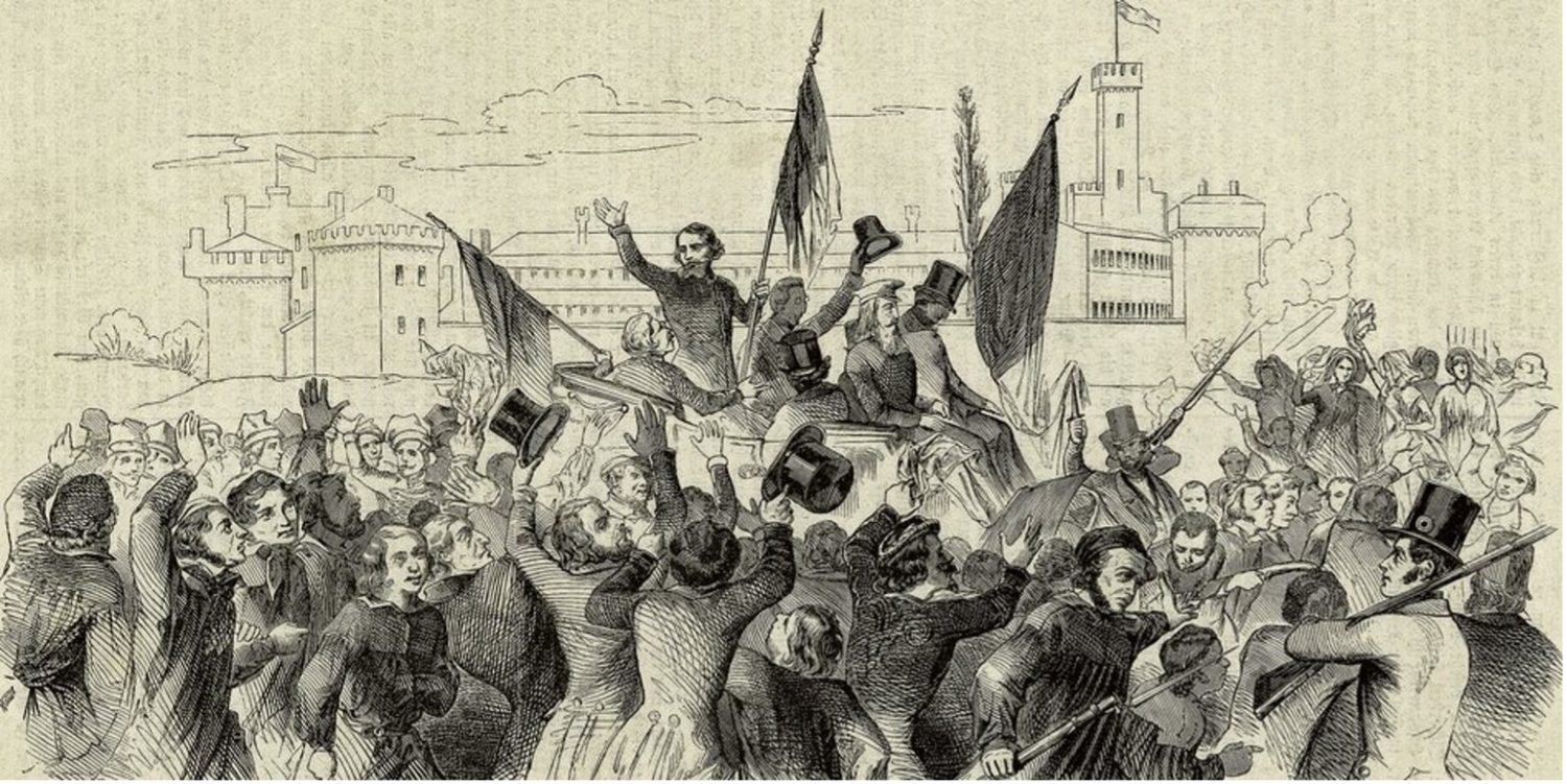 Empfang der Polen vor dem Moabiter Gefängnis. Freilassung der inhaftierten Polen am 20. März 1848. Copyright: AKG-Images.